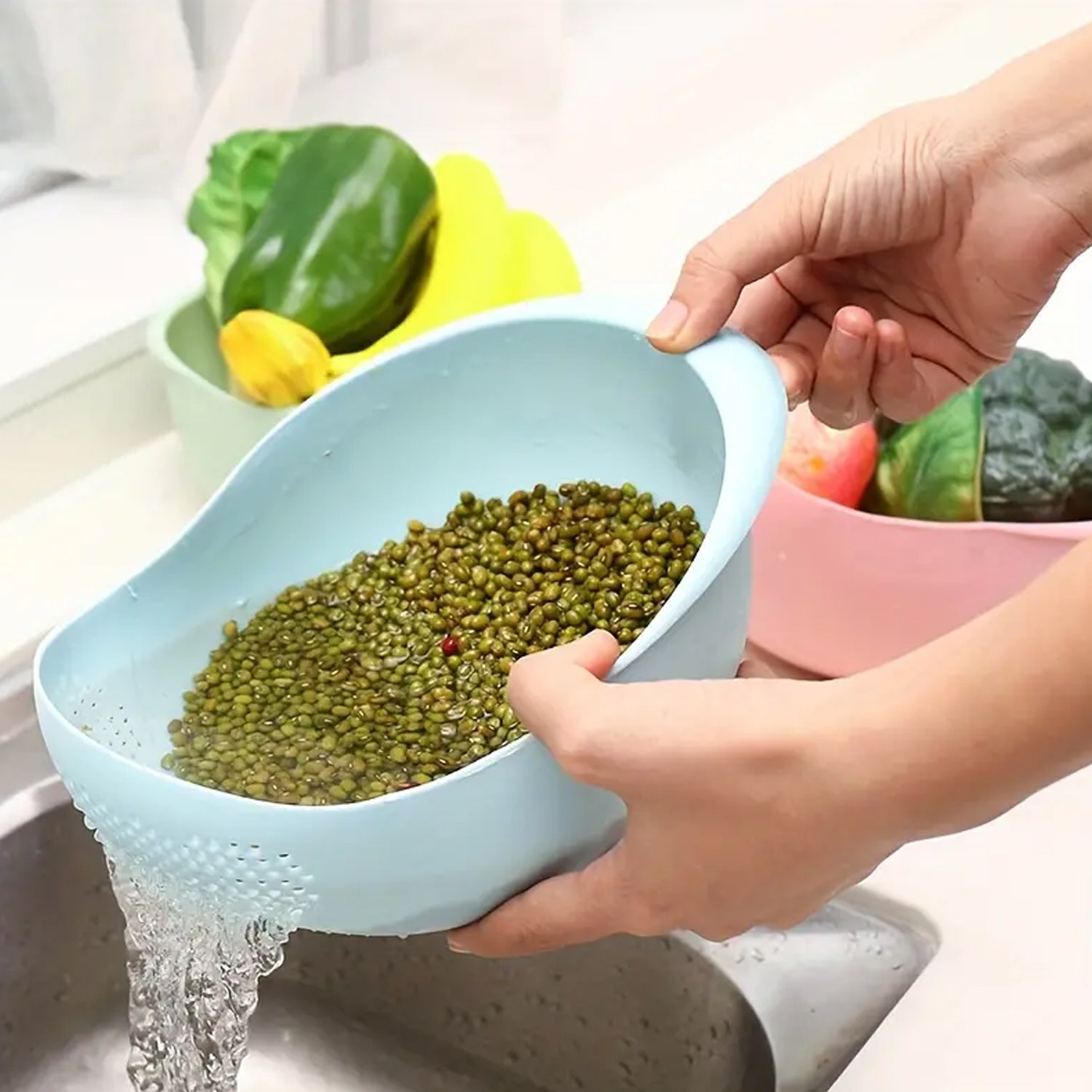 5726 Plastic Rice Bowl / Food Strainer Thick Drain Basket for Rice, Vegetable & Fruit, Strainer Colander, Fruit Basket, Pasta Strainer, Washing Bowl (1 pc ) 5726 Plastic Rice Bowl / Food Strainer Thick Drain Basket for Rice, Vegetable & Fruit, Strainer Colander, Fruit Basket, Pasta Strainer, Washing Bowl (1 pc )